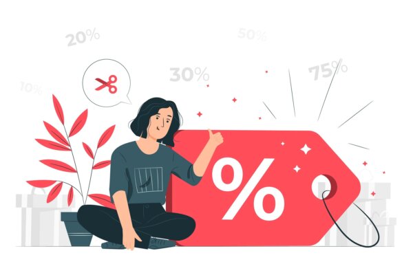 Frau mit einem %-Zeichen